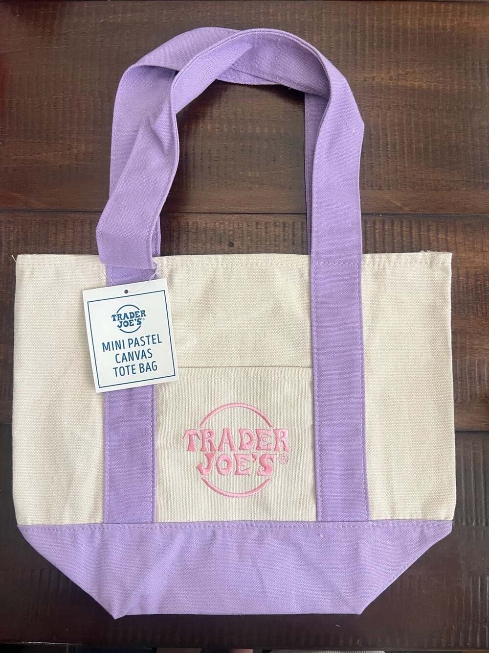 NWT  Trader Joe's Pastel Mini Canvas Tote Bags (Limited Edition) - lavender Colo